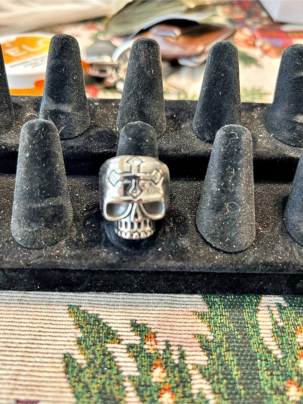 Silver-Tone Skull Ring